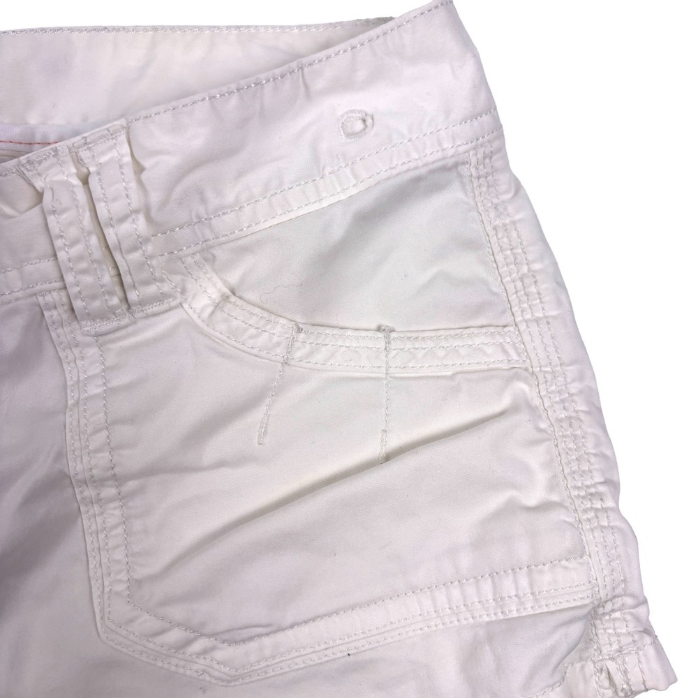 Y2K American Eagle Ultra Low Rise Perfect Shortie Shorts Womens Sz 6 White Micro - Picture 12 of 16